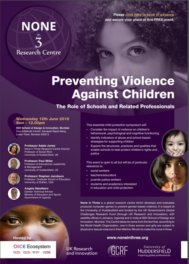 Symposium: Preventing Violence Against Children, 12 June, Mumbai – None In  Three